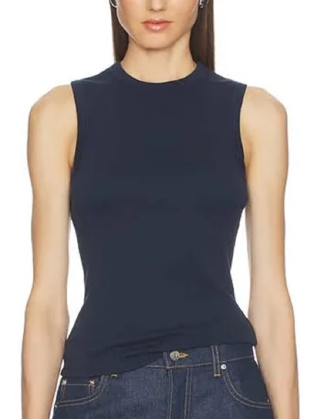 Cable & Gauge tank top crew neck and a slim ribbed-knit fit  Dark Navy size M